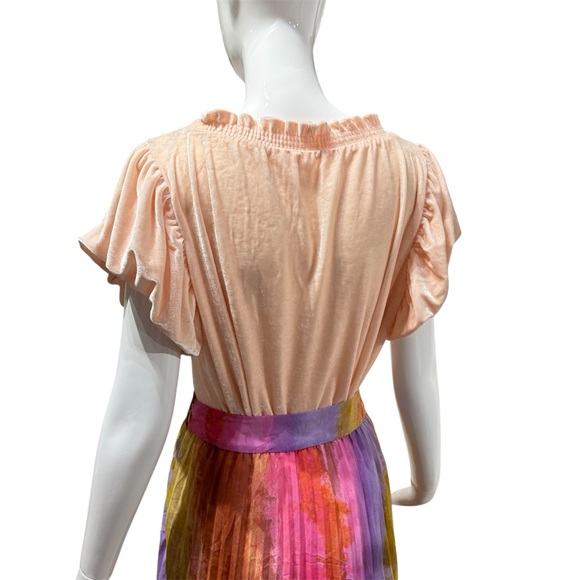 NWOT Free People Terese Velour Crop Top Pink Tint Flutter Balloon Sleeves Size S - Picture 3 of 13